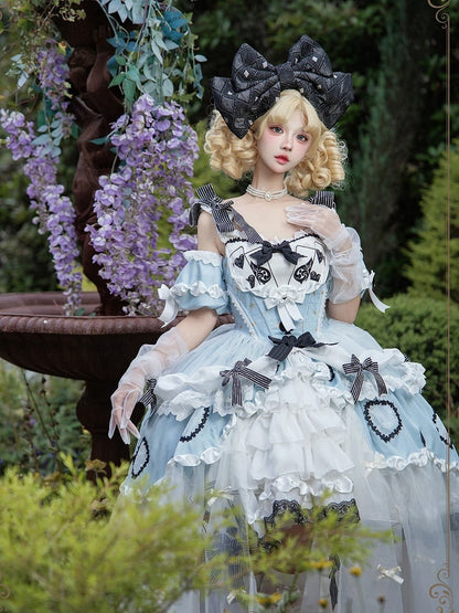 Alice in Wonderland Off-Shoulder Lolita Dress with Playing Card Appliques - Hinana Queena