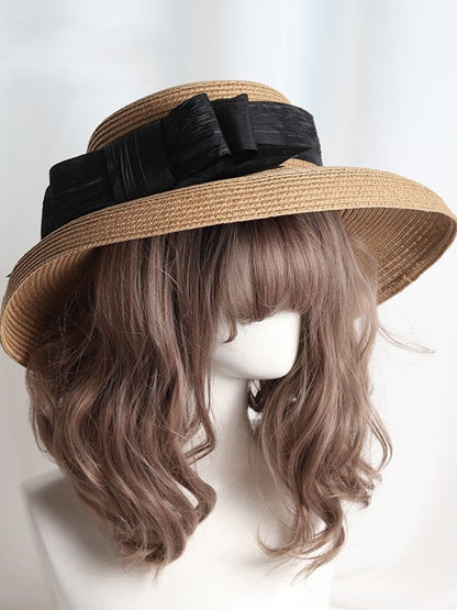 Wide-brim Satin Ribbon Options Hepburn-style 11 Lolita Color Straw Hat