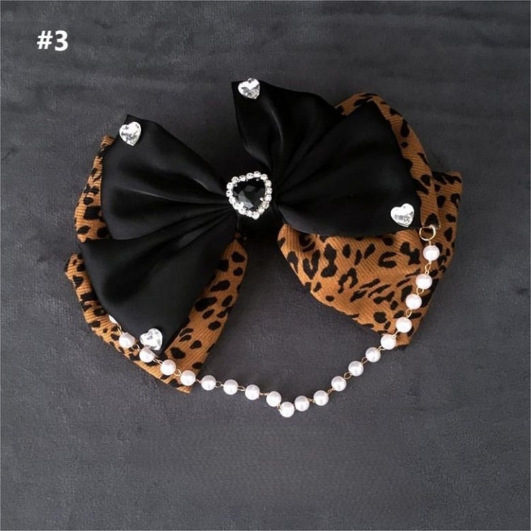3 Bow Options Print Hairclip Leopard Big