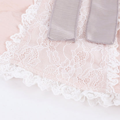Pink Lace-Trim Puff-Sleeve Top with Sash Detail - serendipity