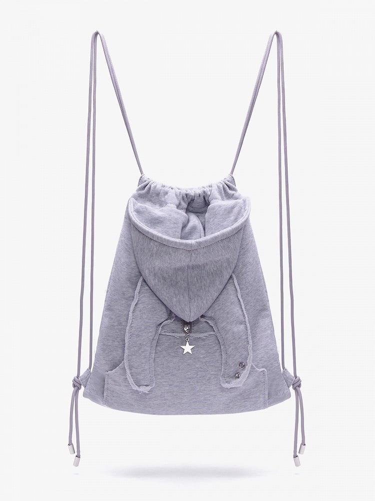 In Devilish Style Gray Backpack Kawaii Charm Drawstring