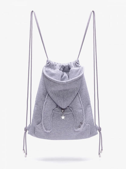 In Devilish Style Gray Backpack Kawaii Charm Drawstring