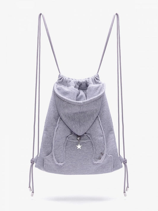 In Devilish Style Gray Backpack Kawaii Charm Drawstring