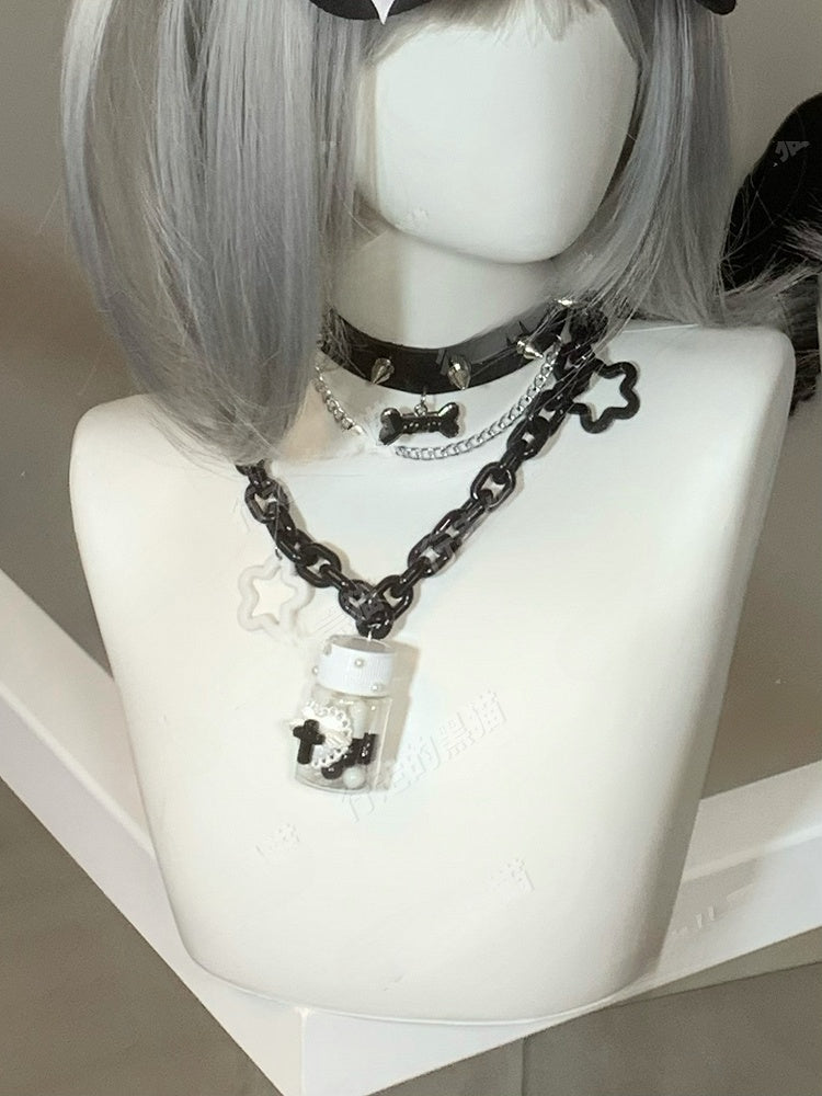 Blaue Yami Kawaii Halskette mit Flaschen- und Sternanhänger