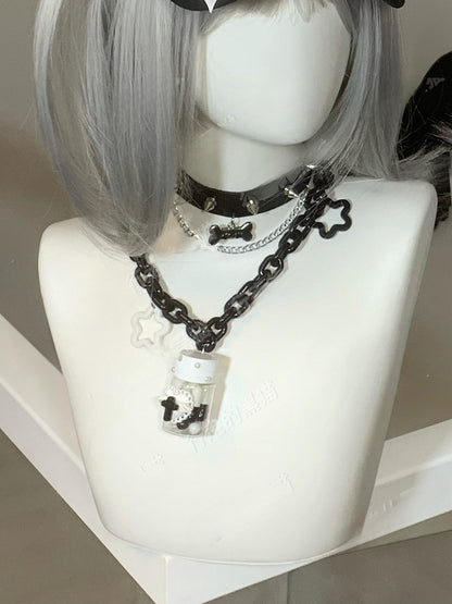 Blaue Yami Kawaii Halskette mit Flaschen- und Sternanhänger