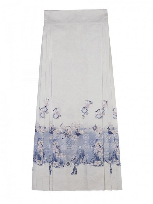 Floral Print White Purple Skirt Lolita Horse-face