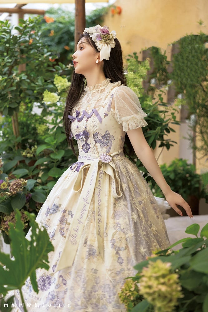 Purple Jumper Plus Lolita Skirt Print Classic Floral Sizes Available Elegant