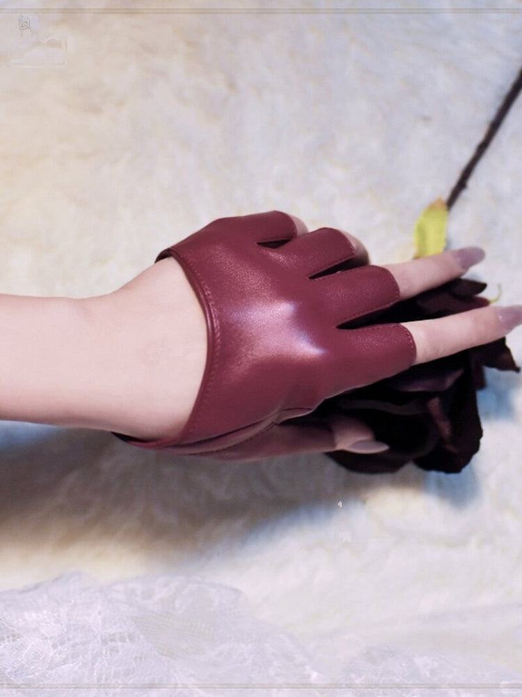 Punk Half-Finger Leather Gloves - Mr. Cat