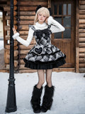 Details Winter Black Dress Pattern Plaid Lolita with Ruffle and White