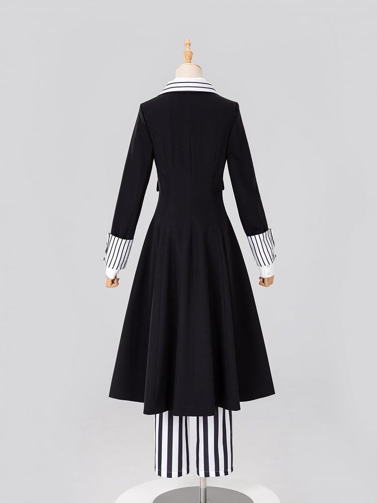 Striped Lapel Tailcoat with Clown Motif Black Accents - DevilInspired Exclusive Collection