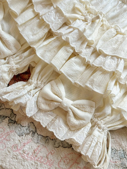 Bloomers Accents Lolita with Ruffles and Tiered Cream Cotton Bow