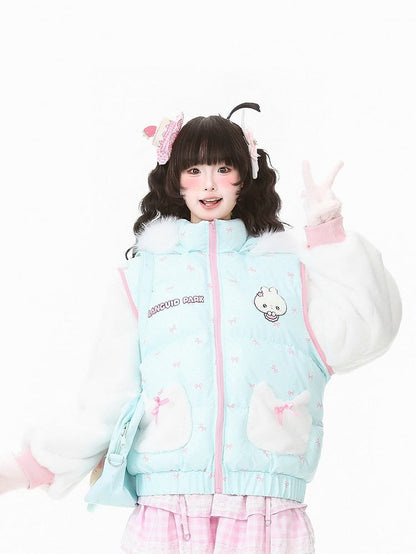 with Closure Teal Green Blouson Zip Daily Kawaii Jacket