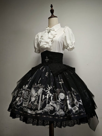 Short Gothic Jabot Sleeves with Detachable White Lolita Shirt