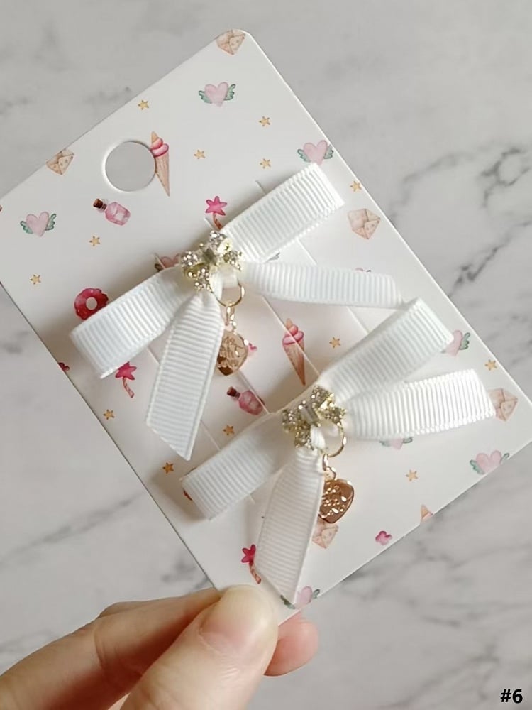 9 Kei Charm Bowknot Options Color Heart Hairclip Jirai