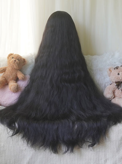 Blond/Karamell/Hellbraun/Schwarz Lange gewellte Perücke