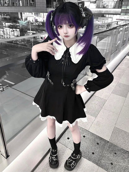 Haarspangen Schwarz Jirai Kei Strass Verziert Bowknot