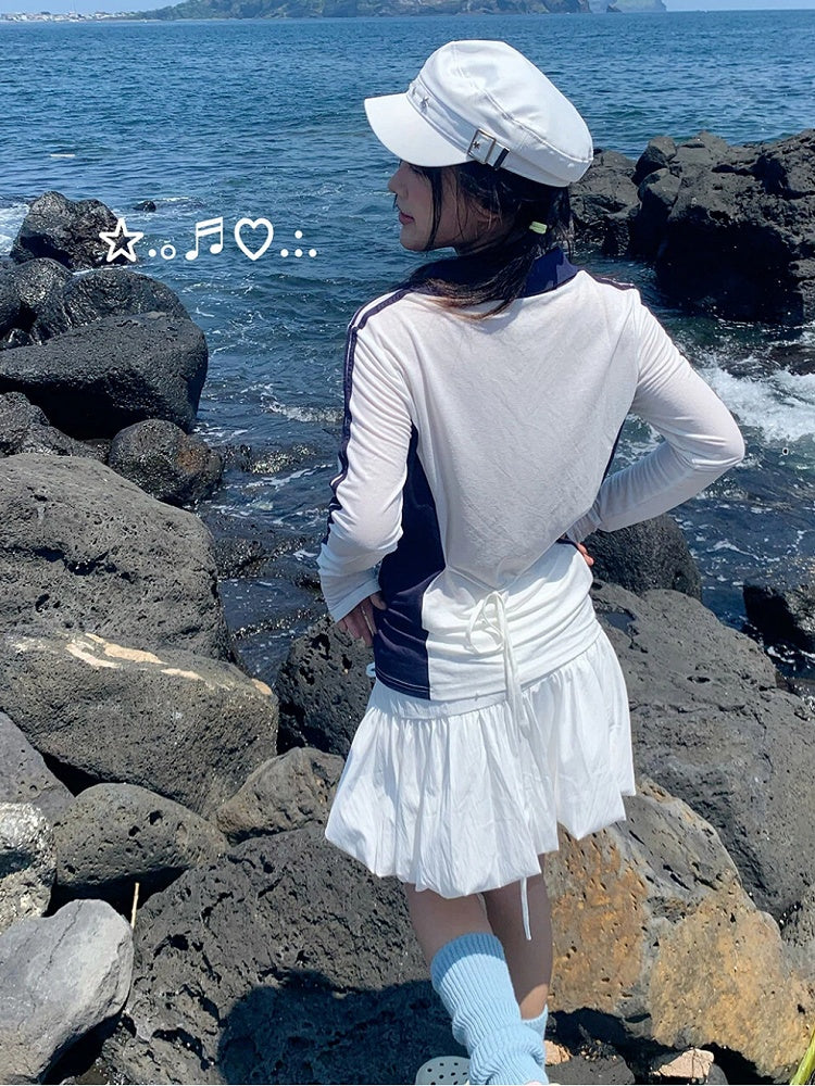 Top Big with Letter V-neck Eye White and Print