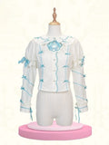 Pan Lolita Blue with White Bunny Accents Ears Collar Blouse Bow Peter and