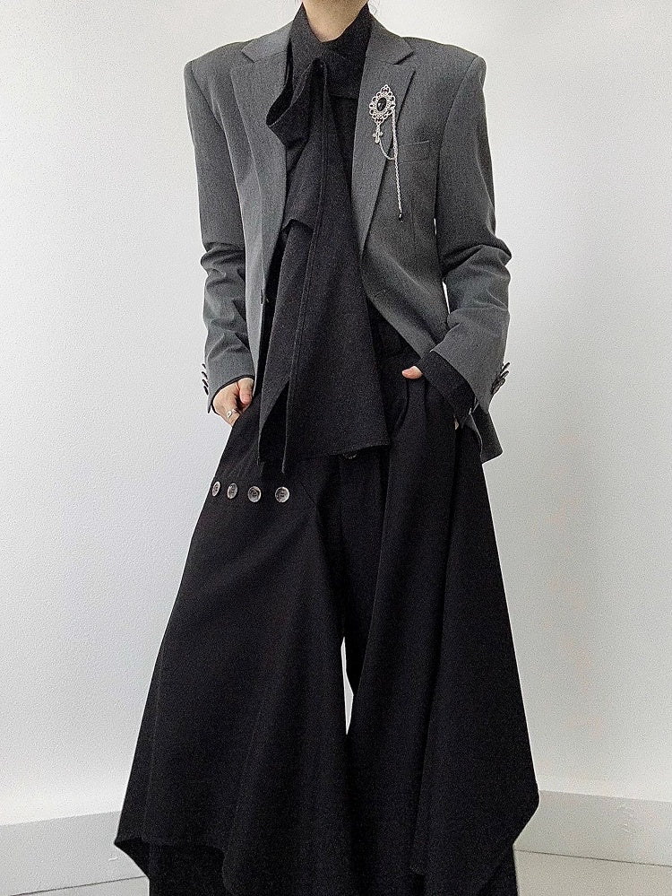 with Gray Ouji Shoulder Back Lolita Slit Blazer Pads Unisex