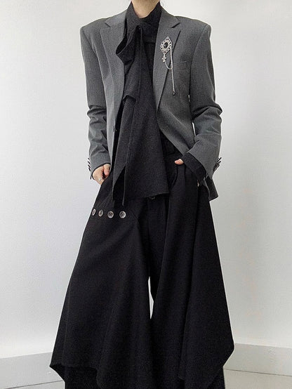 with Gray Ouji Shoulder Back Lolita Slit Blazer Pads Unisex