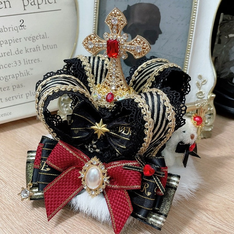 And 2 Mini Christmas Rhinestone Crown Decorated Hat Options Beaded Cross