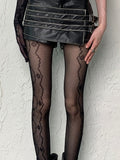 Print Strumpfhose Y2K Design Schwarz/Weiß