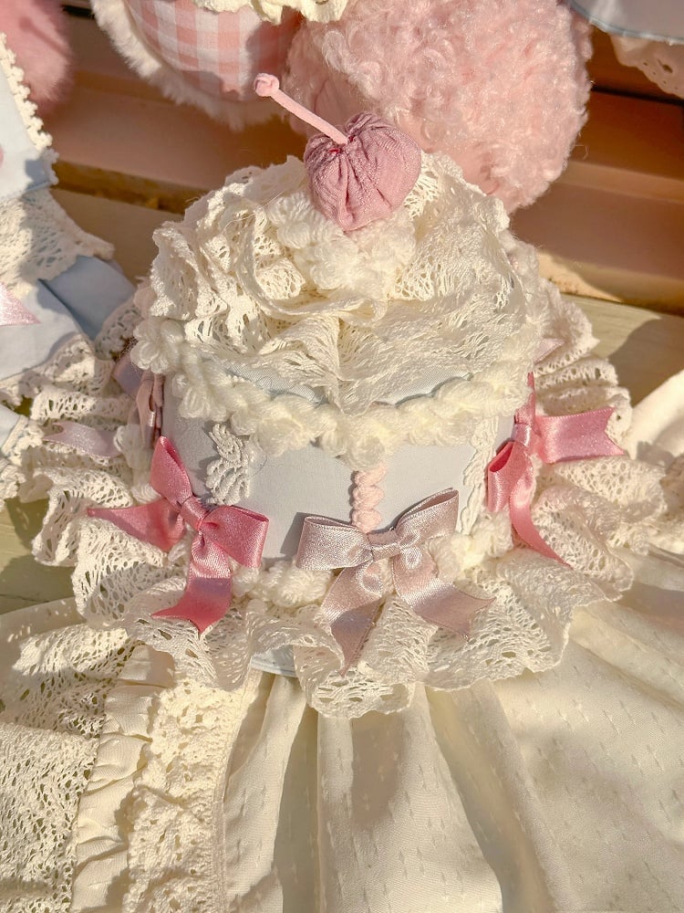 Blue Green Hat / Sweet Mint Cake Lolita Yellow Mini Pink