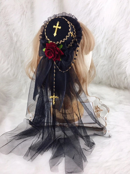 Cross Rose Gothic Hat Mini