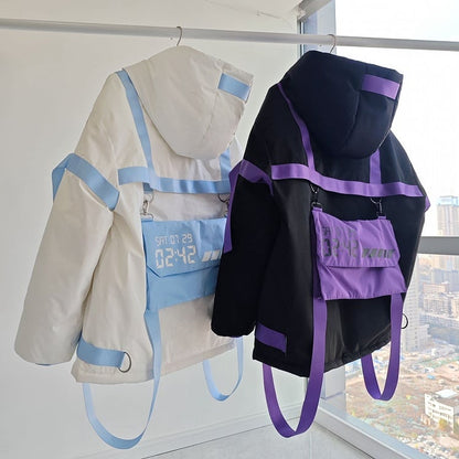 Design-Techwear in Jacket x Utility Tenshi with Puffer Blue Kawaii Light Hybrid Straps Cyberpunk