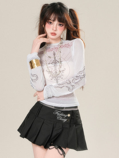 Sleeves Top Glamorous Long Semi-sheer White
