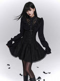 Blumenstickerei A-Linie mit Rock Gothic Black Trim Lace