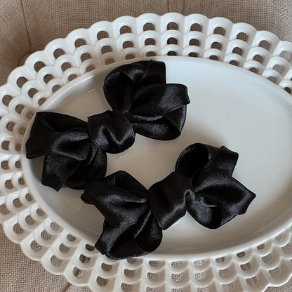 Bow Pink/Red/Black Satin Hairclips/Brooches Shiny
