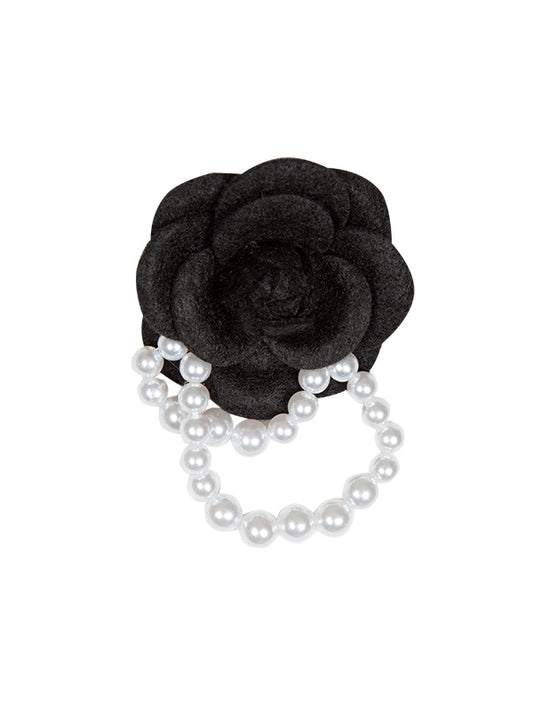 Black Camellia Flower Brooch