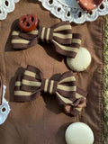 Bowknot Pattern Hairclips Brown Striped