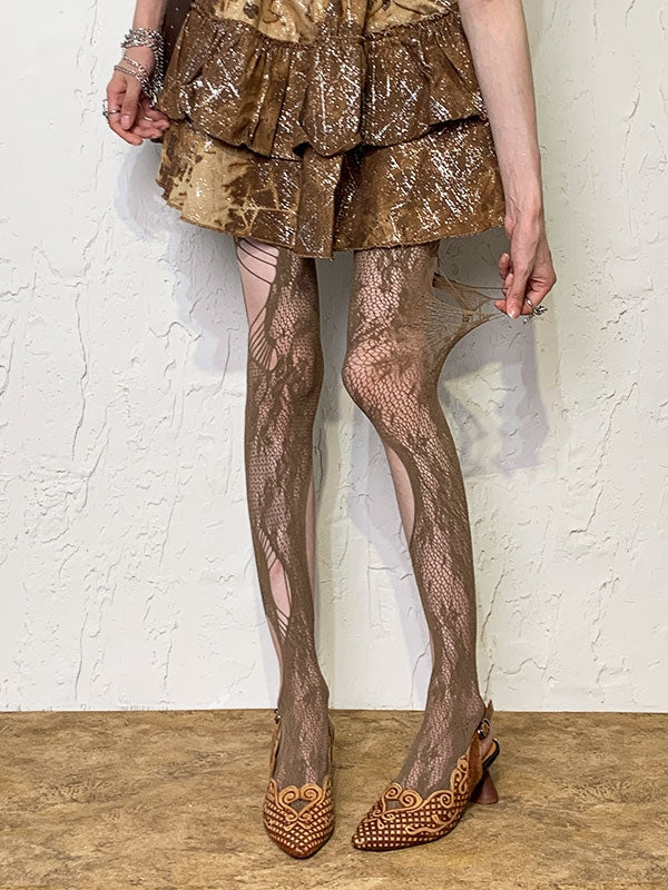 Y2K-Farboptionen, ausgehöhltes Design, Ausschnitt, 4 Details, Strumpfhose