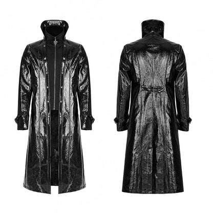 Black Coat Patent Goth Men's Long Leather