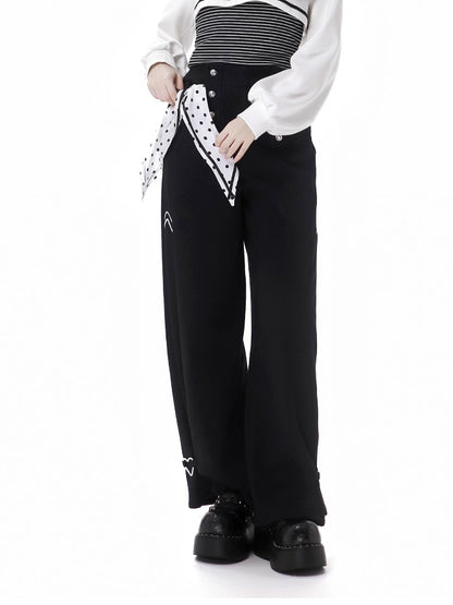 Schwarze Jogginghose mit gepunkteter Schleife