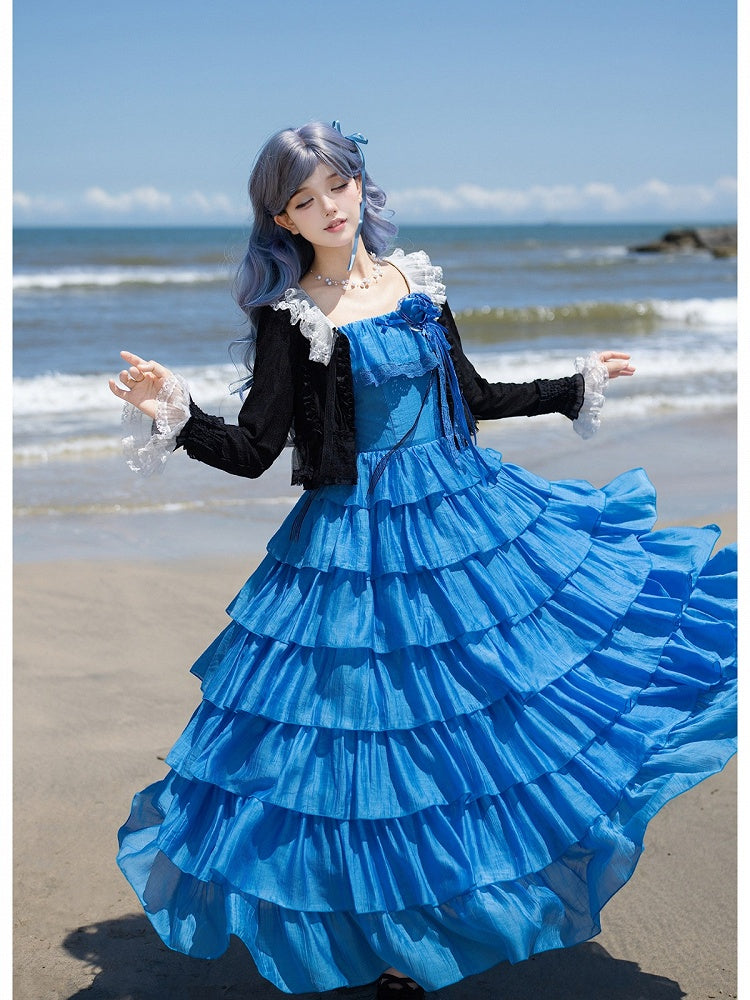 Blue Romantic JSK with Flounce Hem - With PUJI
