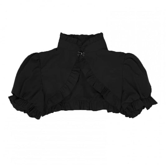Lolita Gothic Black Ruffled Bolero Top Decorative with Clasp