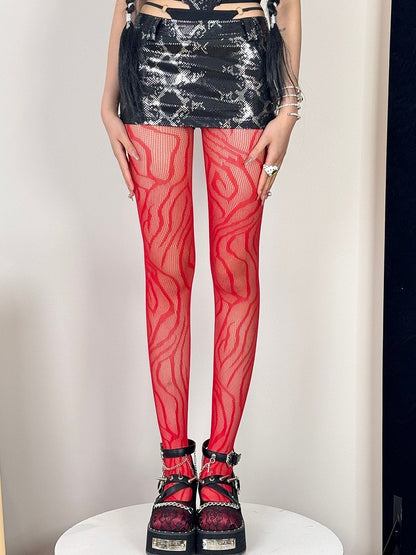 Tights Red/Blue/Red/Purple Gyaru Black/Rose Zebra-stripe Fashion