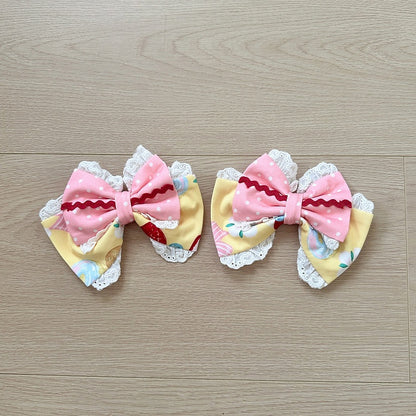 Creamy / White Pink Hairclip Yellow Bowknot
