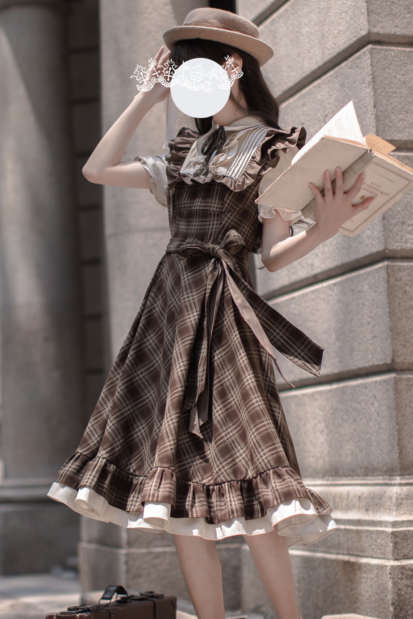 Ribbon + Retro Dress Check Tie Flared