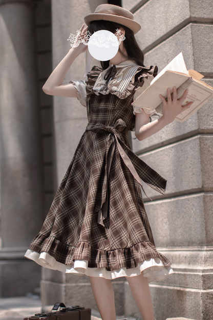 Ribbon + Retro Dress Check Tie Flared