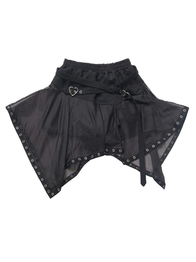 プリントサマーショートスカート イレギュラープルオーバー パンクハイドチュールバタフライ+ニット