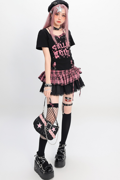 トップクロップスカート Y2K + チェック