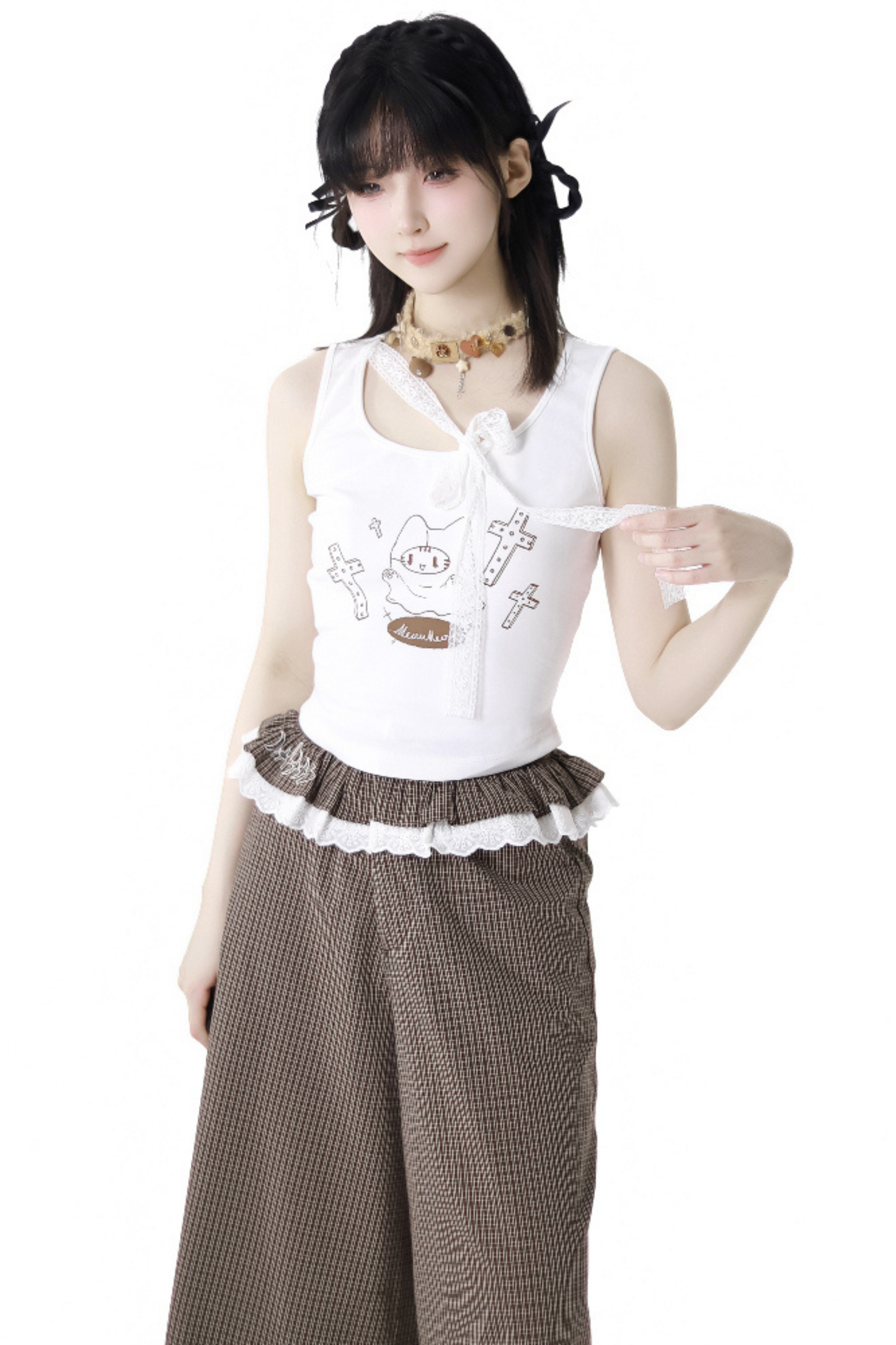 フーディーパンツ ワイド ノースリーブ トップス +