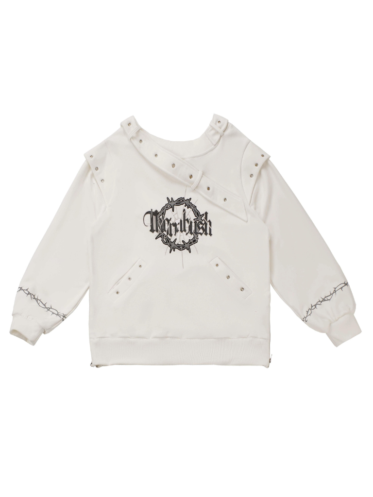 Trainingsanzug mit Ösen-Trainer im Dark Soon-Printdesign + Elegula-Rock aus Spitze