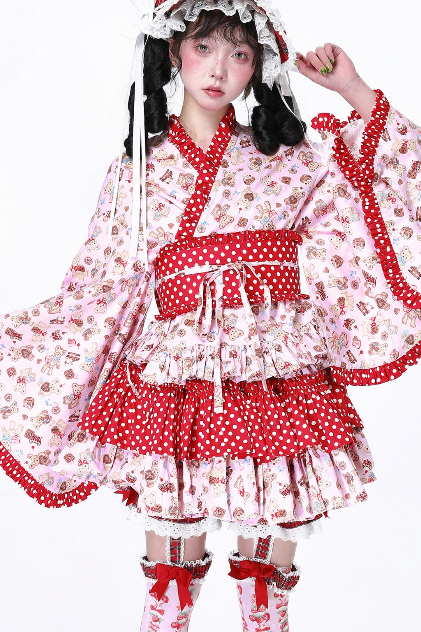 レトロポップな着物ロリータトップス
