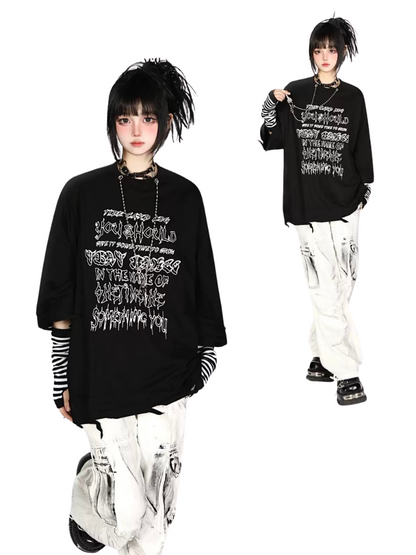 Retro T-Shirt Street American Letter Print