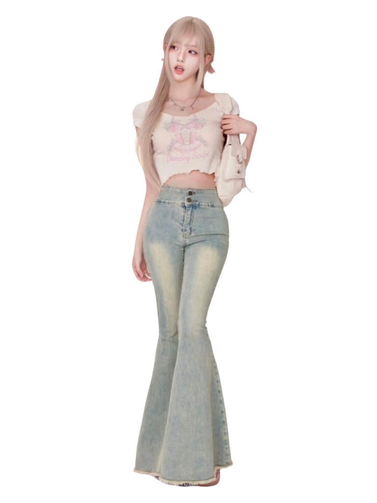 Denim Print Pants Curve Top + Samba